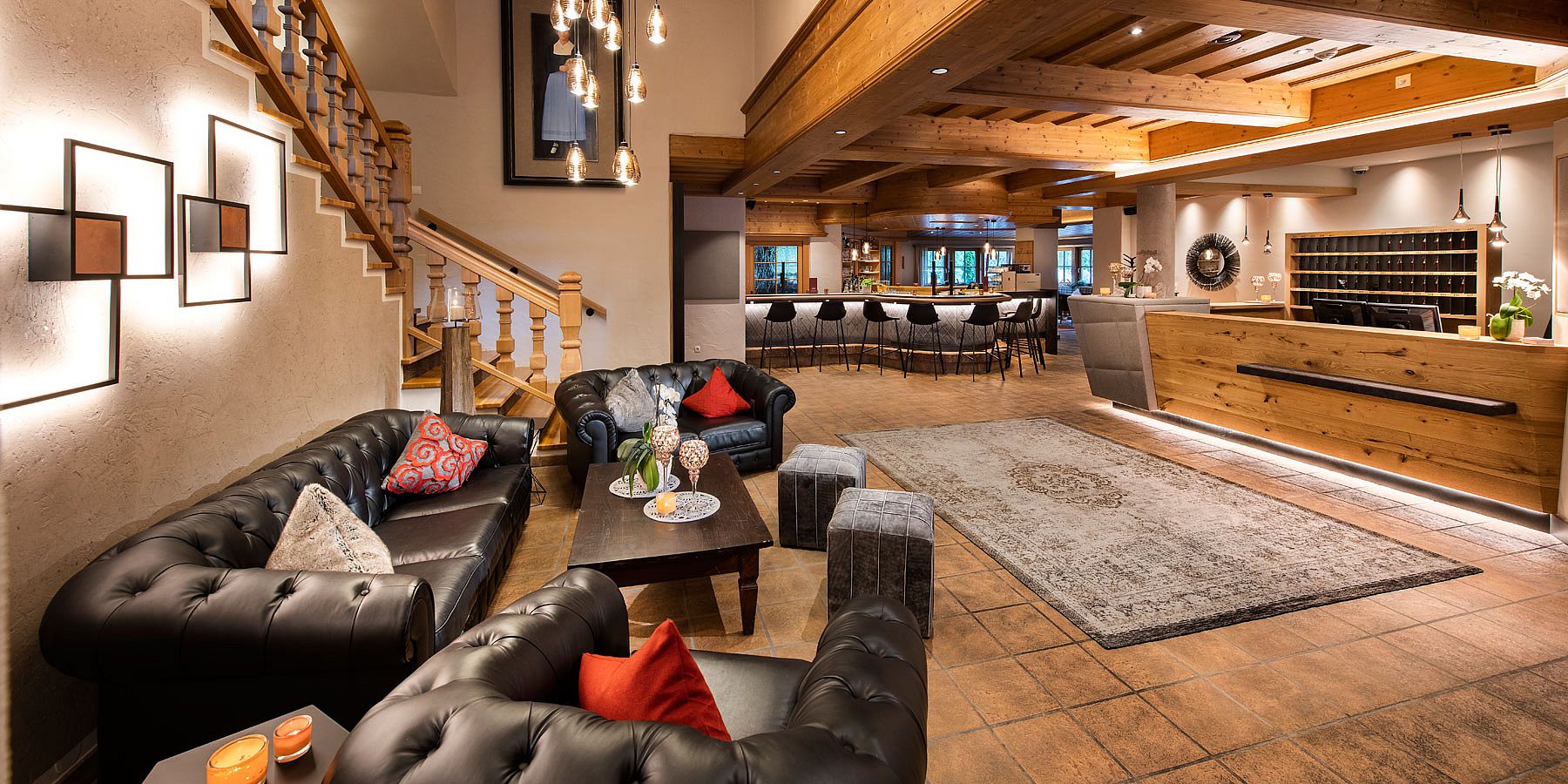 Lobby des Hotel das Alois in Lanersbach im Zillertal in Tirol