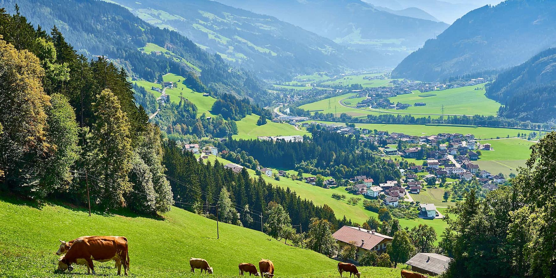 Blick auf das schöne Zillertal in Tirol